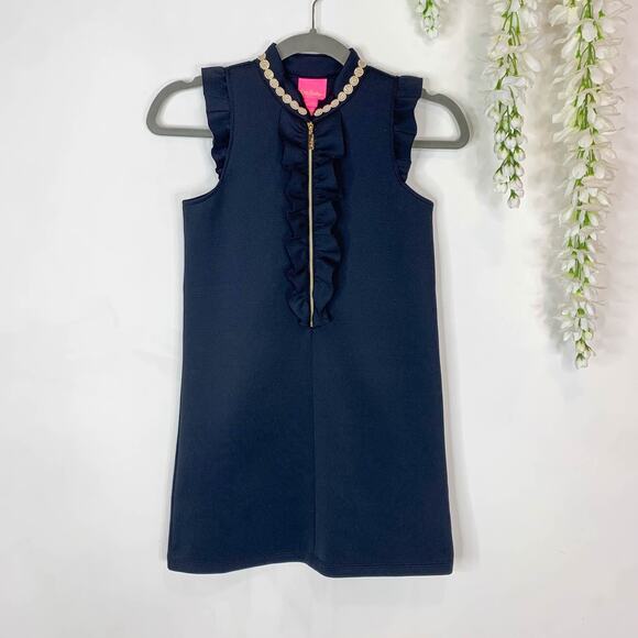 Lilly Pulitzer Other - KIDS LILLY PULITZER Mini Adalee shift dress gold embroidery ruffle classic 3063